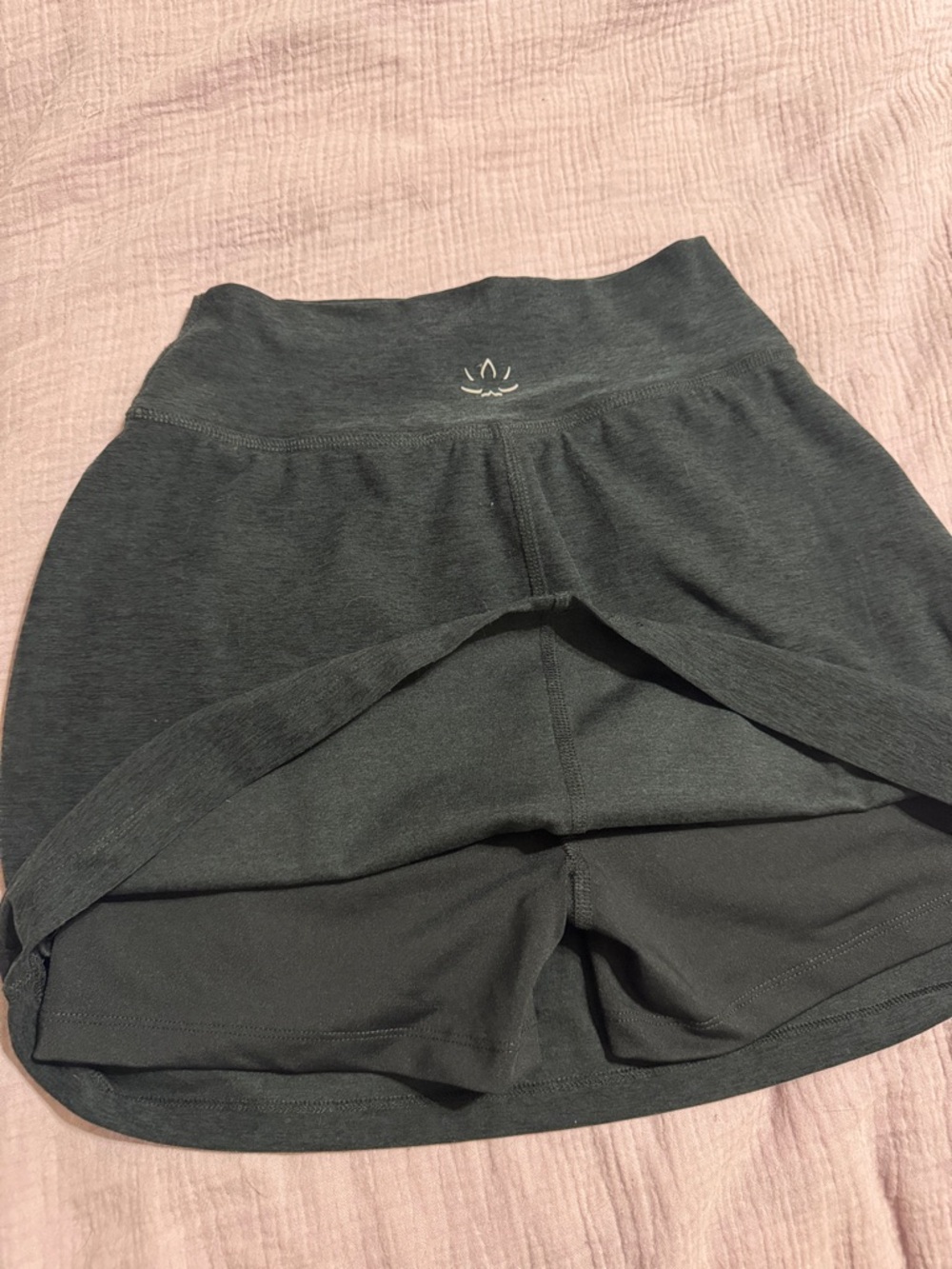 Beyond Yoga Dark Charcoal Fold-Over Waist Skort